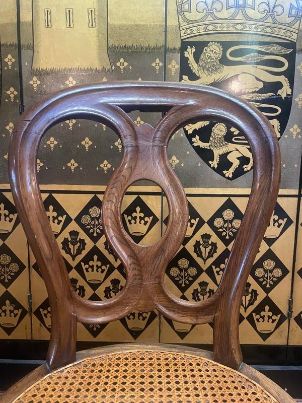 Set of 8 Louis Philippe cane chairs - caned in oak