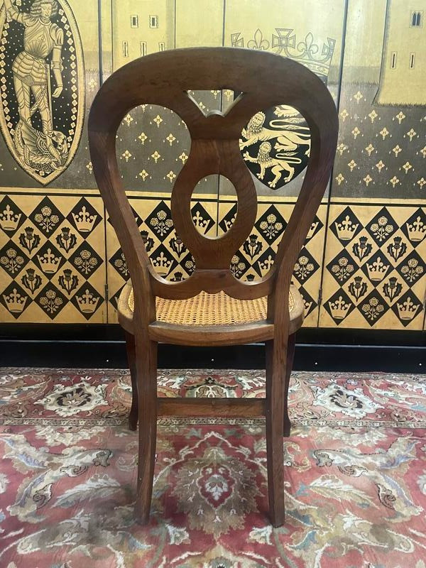 Set of 8 Louis Philippe cane chairs - caned in oak