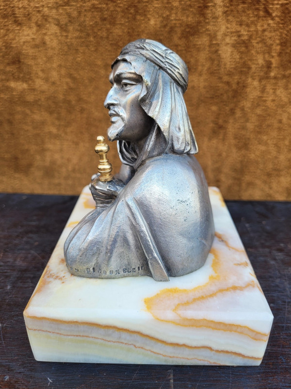 Alp Giroux, Silvered Bronze Inkwell, Orientalist, 19th Century