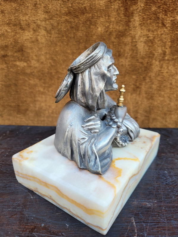 Alp Giroux, Silvered Bronze Inkwell, Orientalist, 19th Century