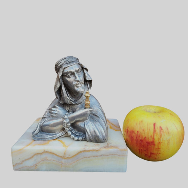 Alp Giroux, Silvered Bronze Inkwell, Orientalist, 19th Century