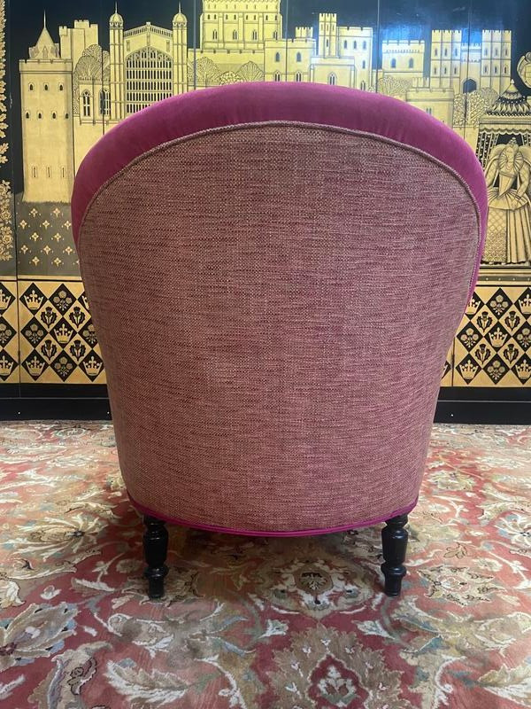 Chaise longue Napoleone III in velluto rosa