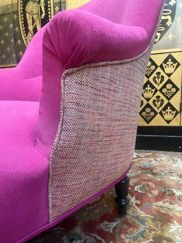 Chaise longue Napoleone III in velluto rosa