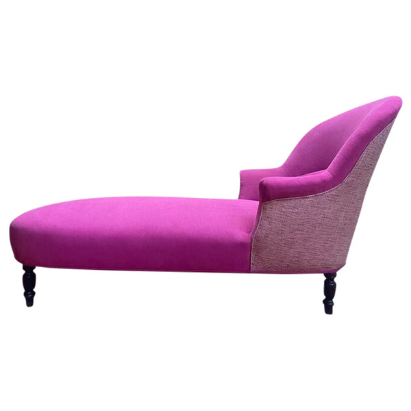 Chaise longue Napoleone III in velluto rosa