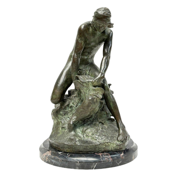 Raoul Larche, Bronze Le Pêcheur, Art Nouveau
