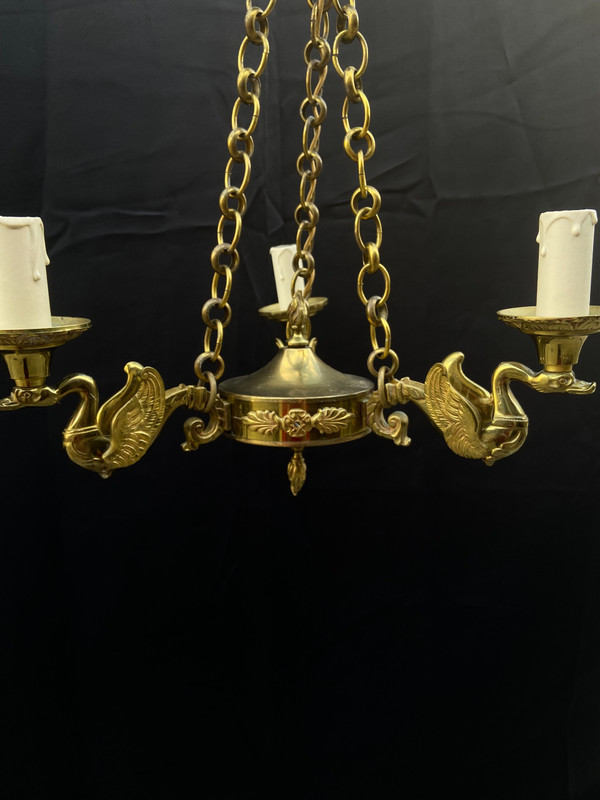 Lustre à Décor De Cygnes, Fin XIXe