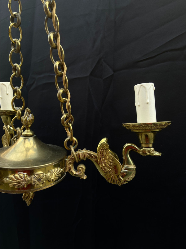 Lustre à Décor De Cygnes, Fin XIXe