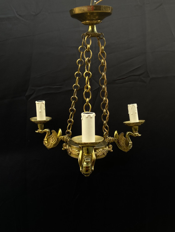 Lustre à Décor De Cygnes, Fin XIXe
