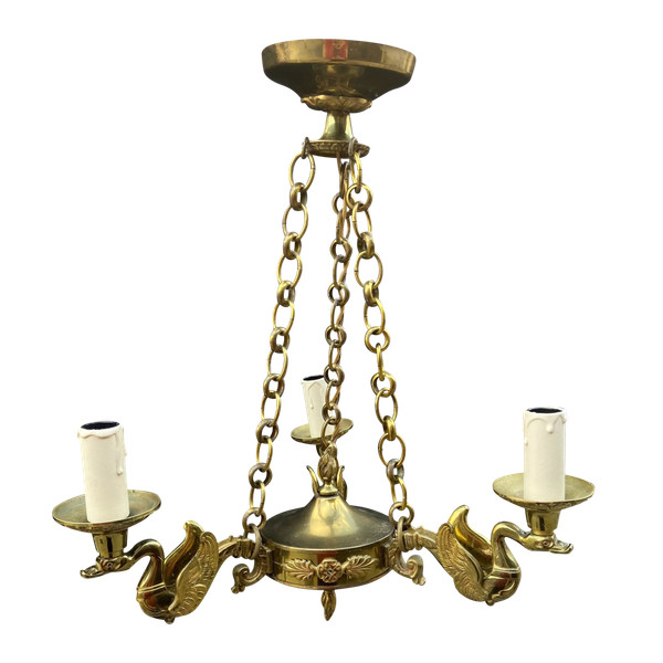 Lustre à Décor De Cygnes, Fin XIXe