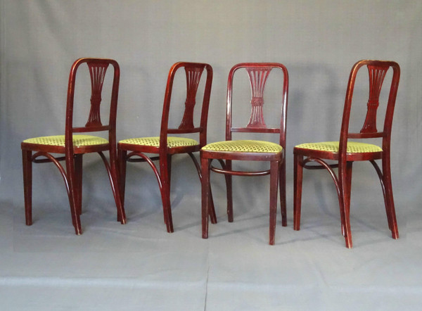 Set of 4 Art-deco chairs by Thonet, N°A78, circa 1930