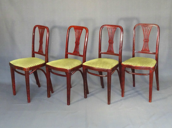 Set of 4 Art-deco chairs by Thonet, N°A78, circa 1930