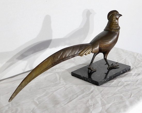  Important sculpture "The Pheasant" by Lorino, Art Deco - Early 20th century