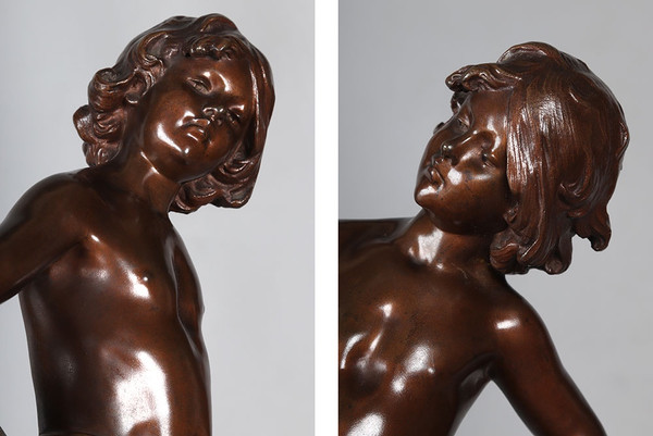 Bronzo XIX secolo, 56 cm, MOREAU Louis Auguste 1834/1917, Il critico d'arte