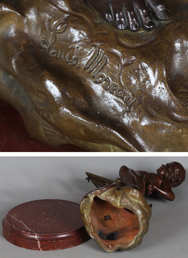 Bronzo XIX secolo, 56 cm, MOREAU Louis Auguste 1834/1917, Il critico d'arte