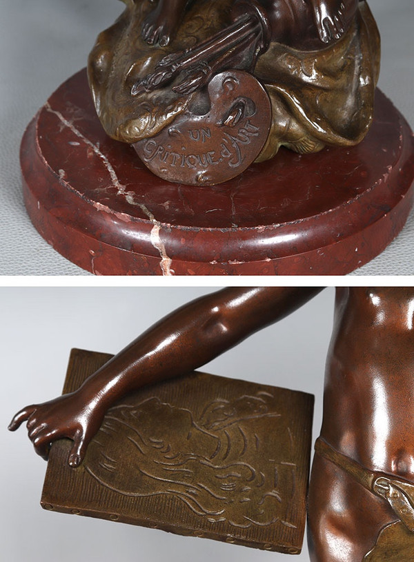 Bronzo XIX secolo, 56 cm, MOREAU Louis Auguste 1834/1917, Il critico d'arte