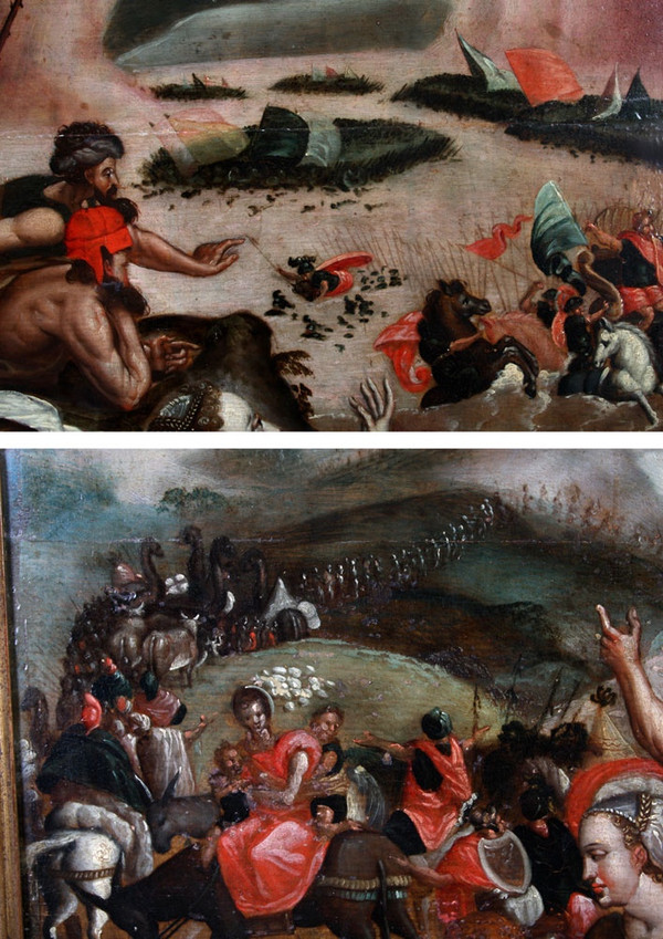 Flämische Schule XVI. Jh., 130 cm, Werkstatt Meister Verlorener Sohn 1530/1580, Passage Rotes Meer