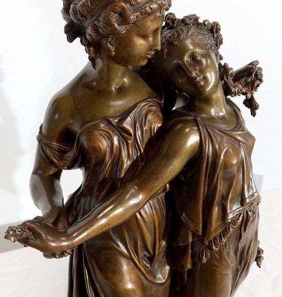  Importante bronzo "Giovani donne romane" di H. Dumaige - XIX secolo