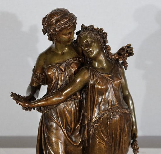  Importante bronzo "Giovani donne romane" di H. Dumaige - XIX secolo