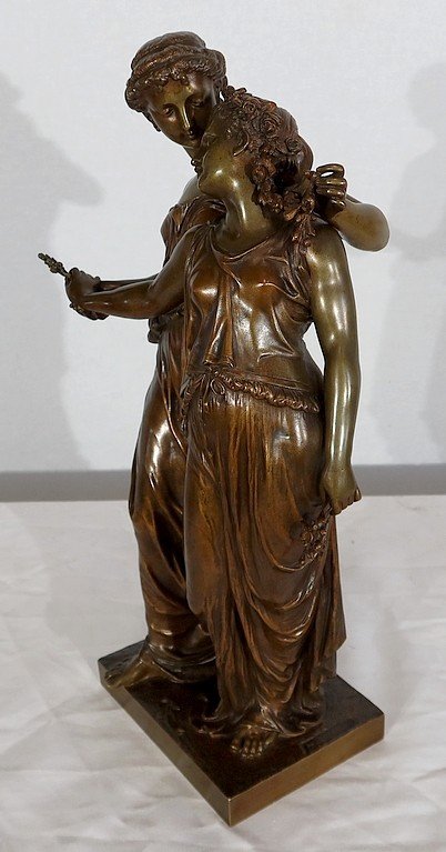  Importante bronzo "Giovani donne romane" di H. Dumaige - XIX secolo