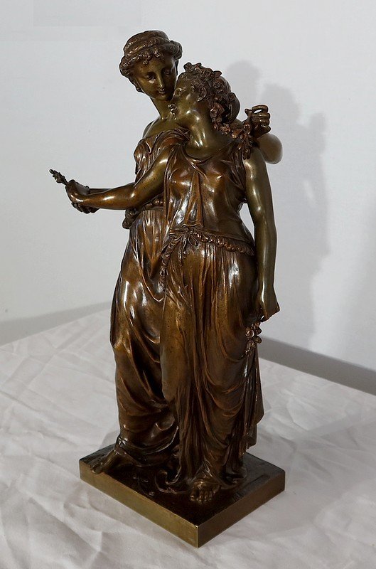  Importante bronzo "Giovani donne romane" di H. Dumaige - XIX secolo