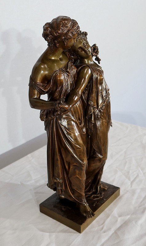  Importante bronzo "Giovani donne romane" di H. Dumaige - XIX secolo