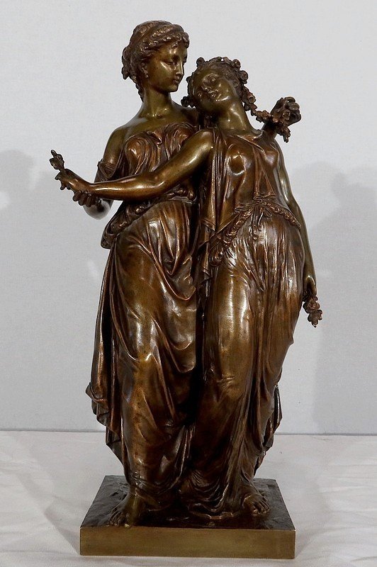  Importante bronzo "Giovani donne romane" di H. Dumaige - XIX secolo