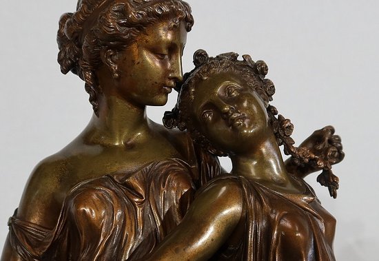  Importante bronzo "Giovani donne romane" di H. Dumaige - XIX secolo