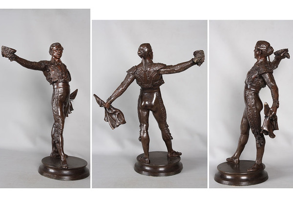Taureaumachie in bronzo, 67 cm, 1910 circa, di Edmond DESCA 1855/1918, Matador, Toréador