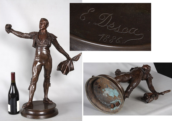 Taureaumachie in bronzo, 67 cm, 1910 circa, di Edmond DESCA 1855/1918, Matador, Toréador