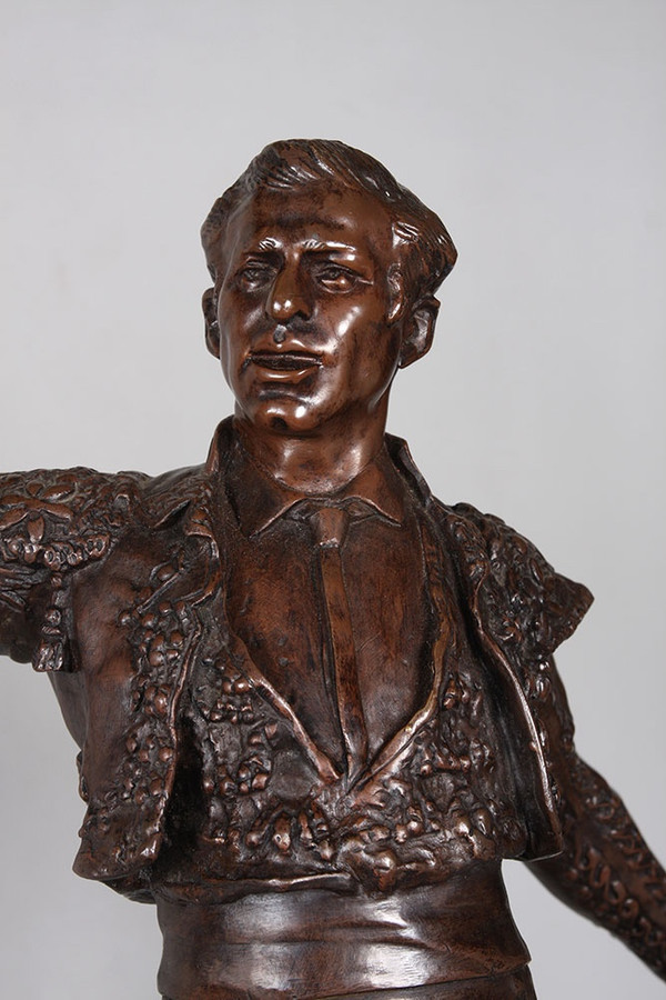 Taureaumachie in bronzo, 67 cm, 1910 circa, di Edmond DESCA 1855/1918, Matador, Toréador