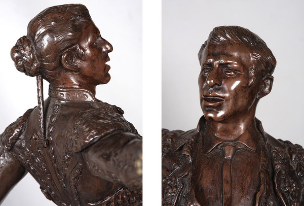 Taureaumachie in bronzo, 67 cm, 1910 circa, di Edmond DESCA 1855/1918, Matador, Toréador