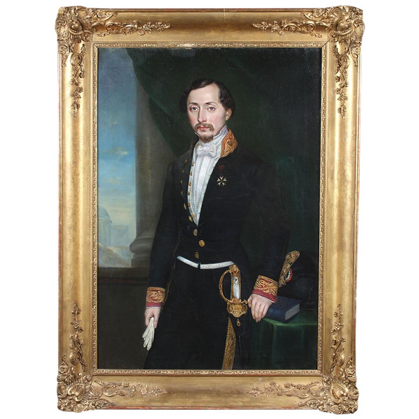Large portrait, 150 cm, of Louise Phalipon, dated 1849, ingénieur en chef des Ponts et Chaussées.