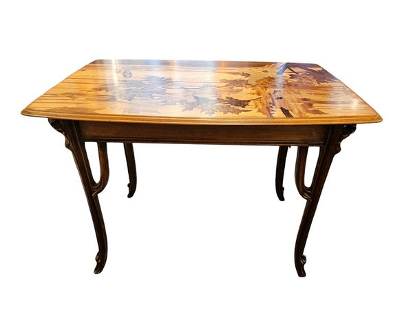 Emile Gallé Table à Ecrire Art Nouveau "Ombelles et Papillons"