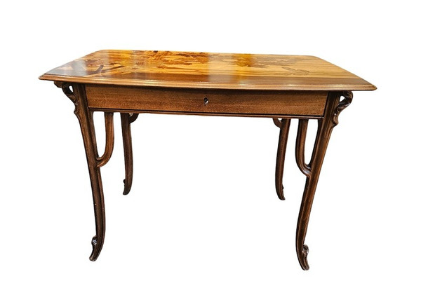 Emile Gallé Table à Ecrire Art Nouveau "Ombelles et Papillons"