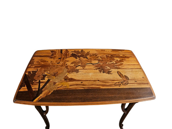 Emile Gallé Table à Ecrire Art Nouveau "Ombelles et Papillons"