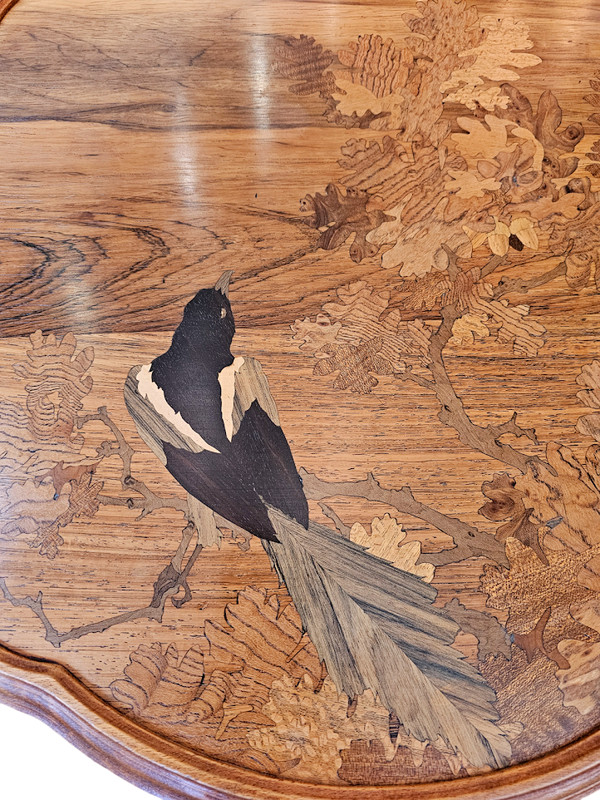 Emile Gallé Table Basse Art Nouveau "La Pie"
