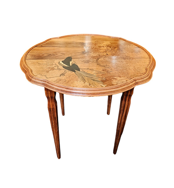 Emile Gallé Table Basse Art Nouveau "La Pie"