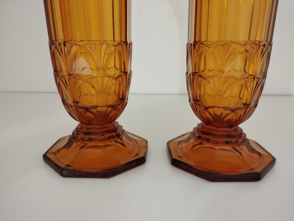 Pair of vases from theVal-Saint-Lambert crystal glassworks