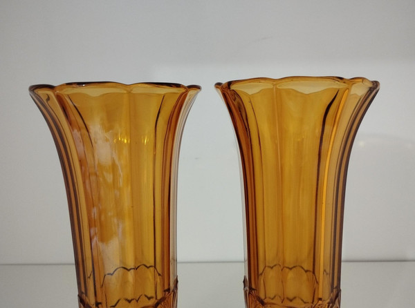 Pair of vases from theVal-Saint-Lambert crystal glassworks