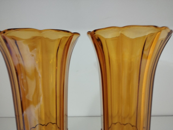 Pair of vases from theVal-Saint-Lambert crystal glassworks