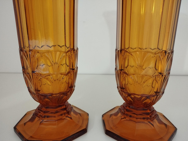 Pair of vases from theVal-Saint-Lambert crystal glassworks
