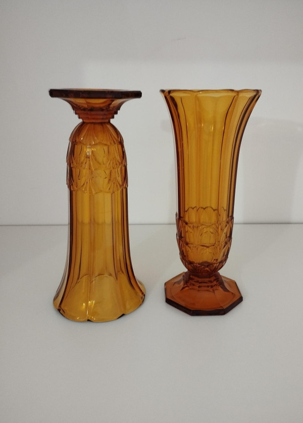 Pair of vases from theVal-Saint-Lambert crystal glassworks