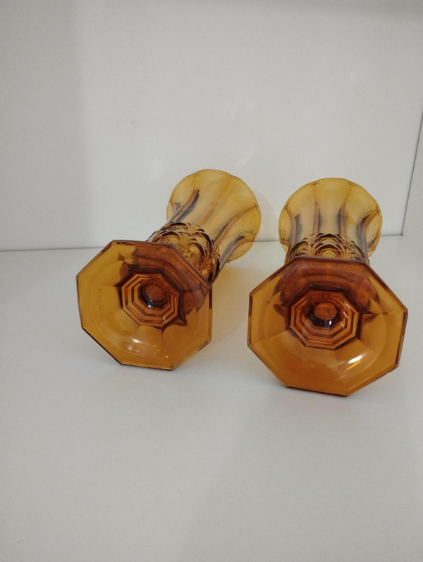 Pair of vases from theVal-Saint-Lambert crystal glassworks