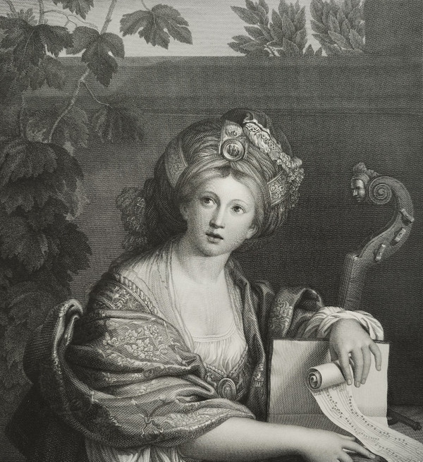 Etching Sibylle Mythological Engraving After Zampieri 19th C Old Print