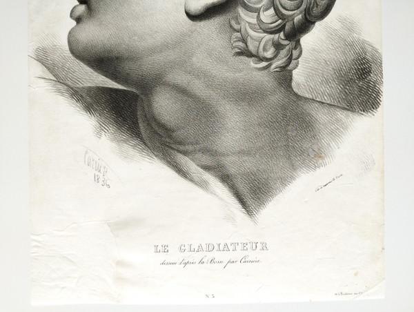  Gladiator Greek Mythology Lithograph 19th C Old Print