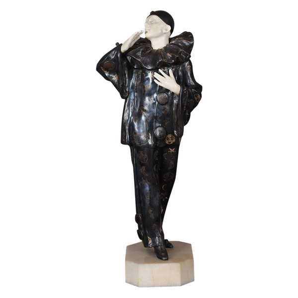 Claude MIRVAL 1889/1973, Crisalide, 55 cm, Art Déco, Pierrot