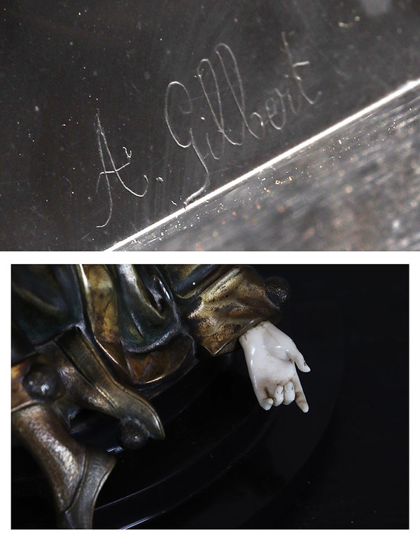 Alfred GILBERT 1854/1934, Chryselephantine, Art Déco, Pierrot