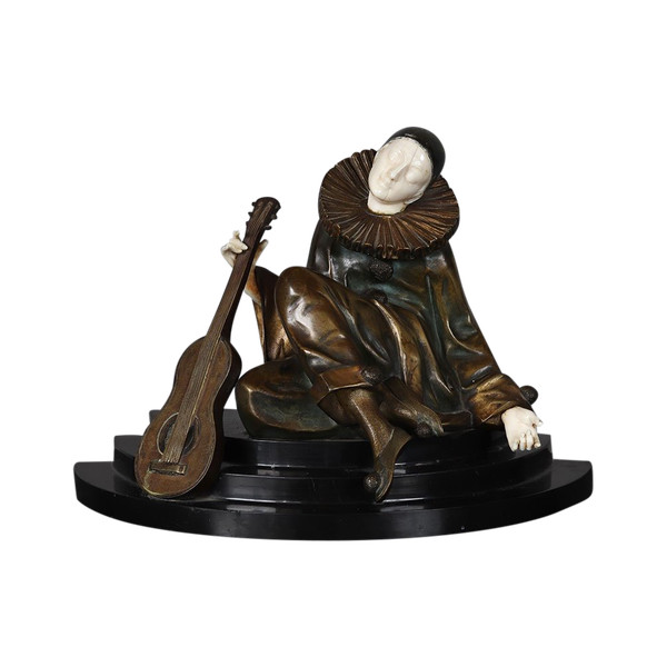 Alfred GILBERT 1854/1934, Chryselephantine, Art Déco, Pierrot