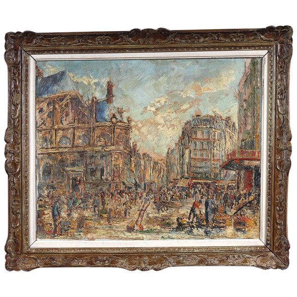 Fernand LAVAL 1886 /1966, Parigi, datato 1951Les Halles, chiesa di Saint Eustache