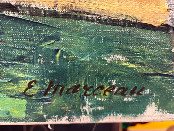 Gemälde Etienne MARCEAU 1871-1950 Postimpressionist elegante Schneiderin Öl auf Leinwand Provins
